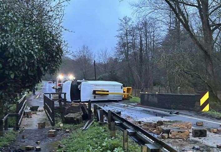 Crews called after van crashes into bridge at Leeds