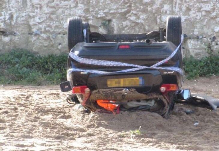 Driver’s lucky escape after Nissan Juke lands on roof at Joss Bay, Broadstairs