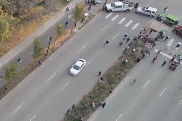 Terrifying moment vehicle drives through pro-Palestine protest rally in US