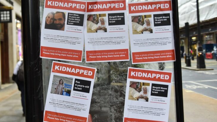 Brainless cops have disgraced themselves by ripping down posters of kidnapped Jewish kids
