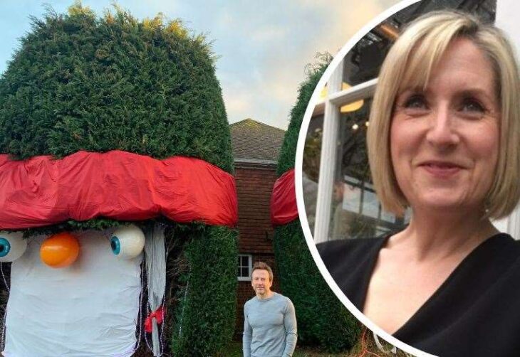 Christmas tree decorations at house near Kent and Canterbury Hospital put up in memory of wife