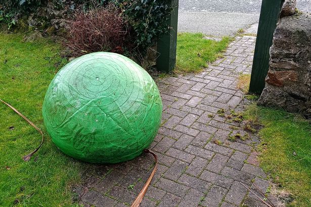 Giant green ball stalking woman in seaside village like scenes from The Prisoner