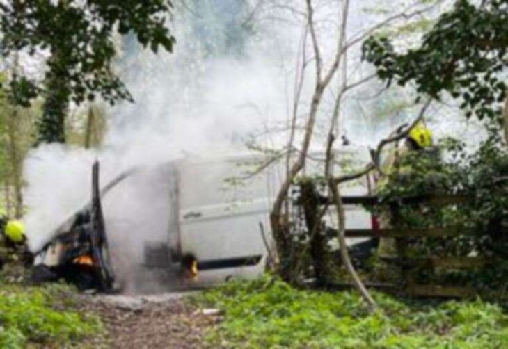Van engulfed in flames in Meresborough Road, Rainham