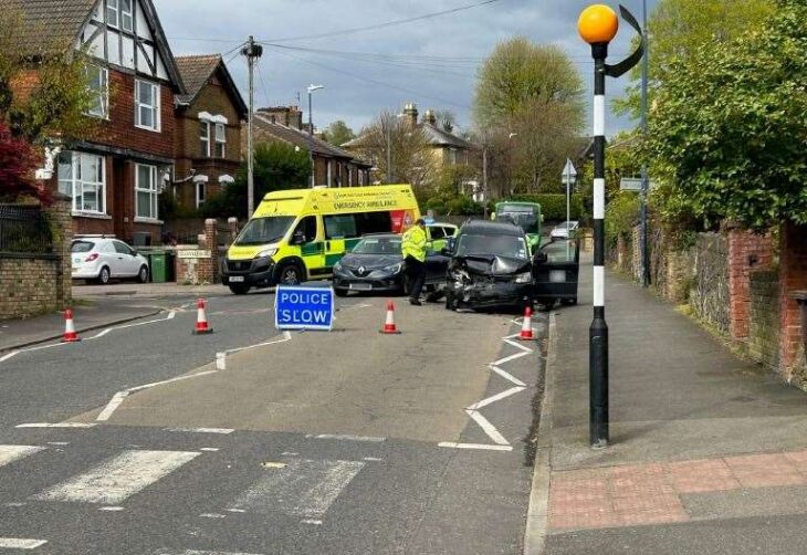 Boxley Road, in Penenden Heath, Maidstone, blocked by crash at junction with Granville Road