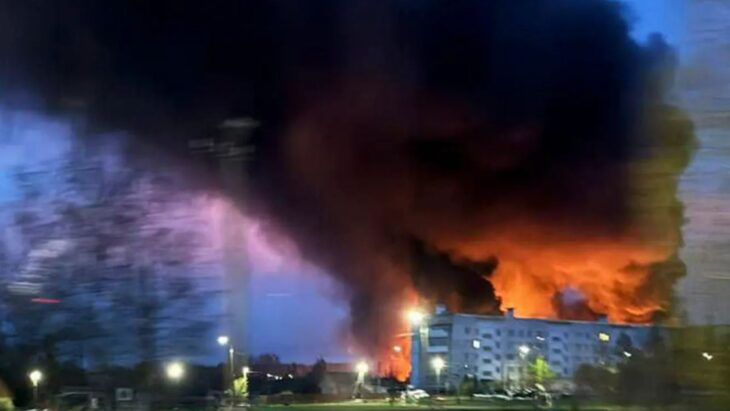 Dramatic moment Ukrainian kamikaze drones blast Russian oil depots & spark huge infernos in blow for Putin