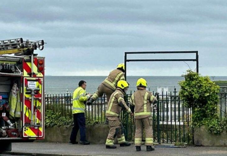 Firefighters spotted climbing over a fence near West Cliff Hall in Ramsgate and entering old automotive museum