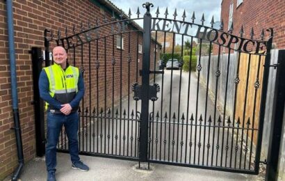 Heart of Kent Hospice gates replaced by GKW Wrought Iron after thieves smashed them when they stole charity’s van from Hall Road, Aylesford
