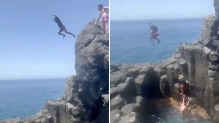Horror moment Brit tourist tombstones onto rocks in botched stunt leaving him seriously injured at Tenerife beauty spot