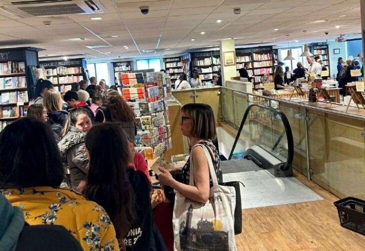 Hundreds queue to see best selling author of Skandar novels, A F Steadman, at Waterstones in Canterbury