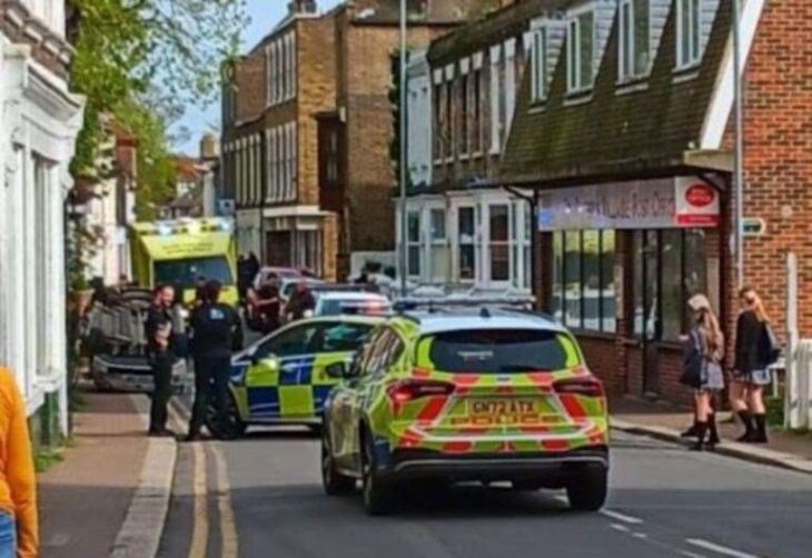 Overturned car in St Peter’s High Street in Broadstairs prompts emergency response