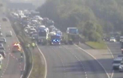 Drivers facing delays on M25 within J3 of the Swanley interchange after vehicle fire