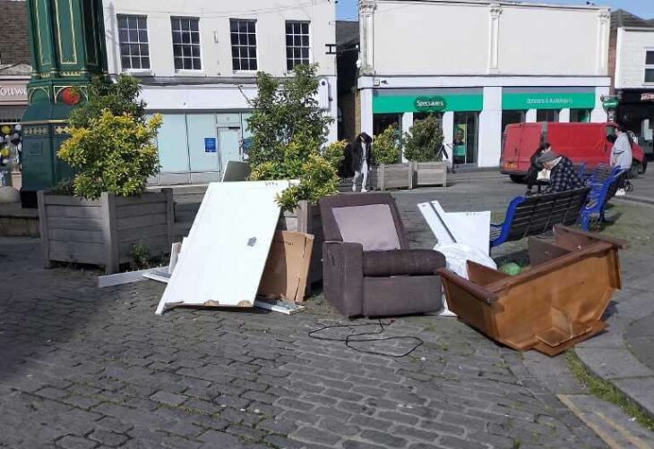 Fly-tipping dumped next to Sheerness Clock Tower in High Street