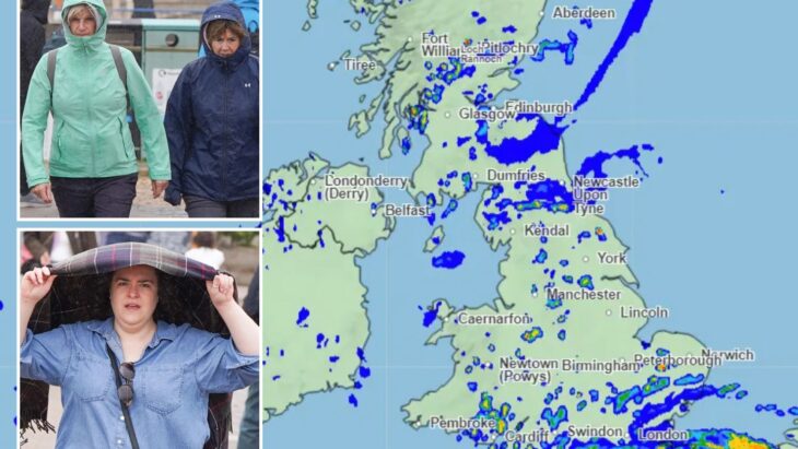 UK weather: Met Office warns of 'heavy downpours' as 14 HOURS of rain sparks flood alerts - but mercury set to hit 19C