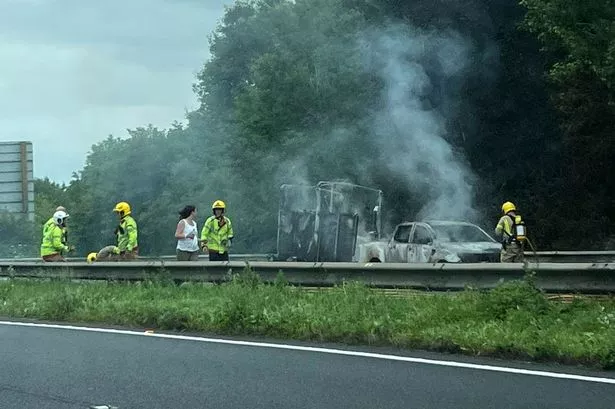 Live updates as vehicle fire affects A55 drivers heading out of North Wales