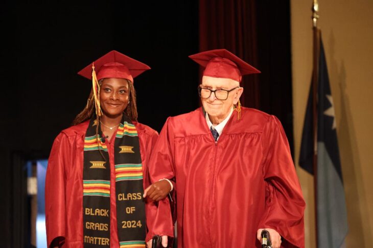 WWII veteran finally walks across graduation stage 81 years after being shipped off to war before commencement